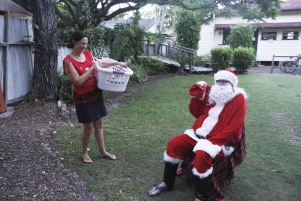 This Santa wears thongs!