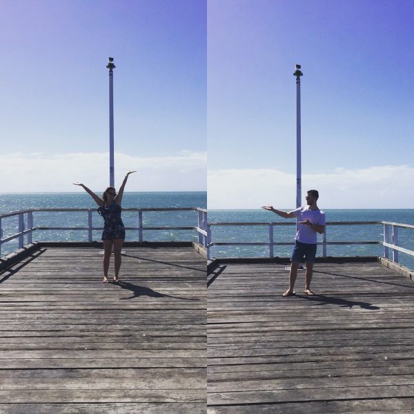 Posing at the end of Urangan’s pier.